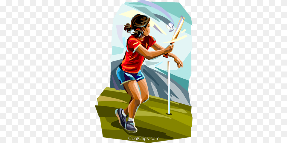 Girl Playing Rounders Royalty Vector Clip Art Illustration, Clothing, People, Person, Shorts Free Png Download