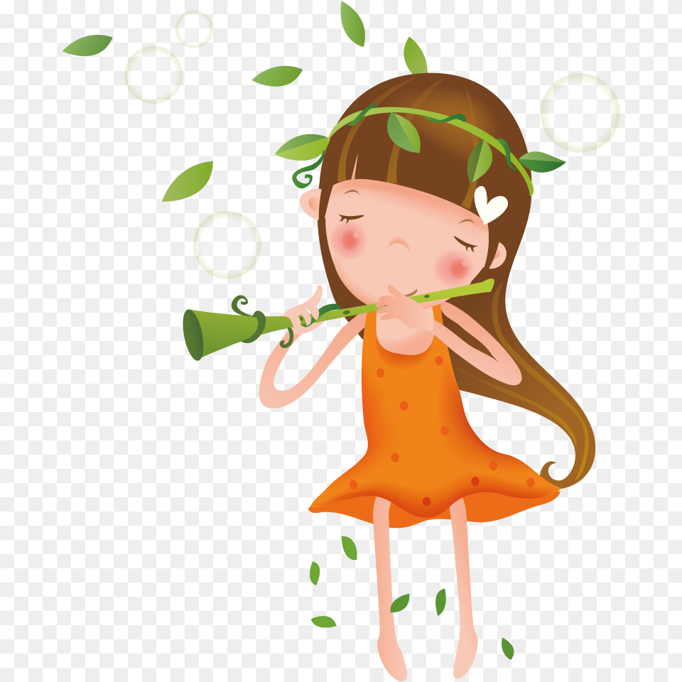 Girl Playing The Transprent Clipart Play Flute, Face, Head, Person, Photography Png Image