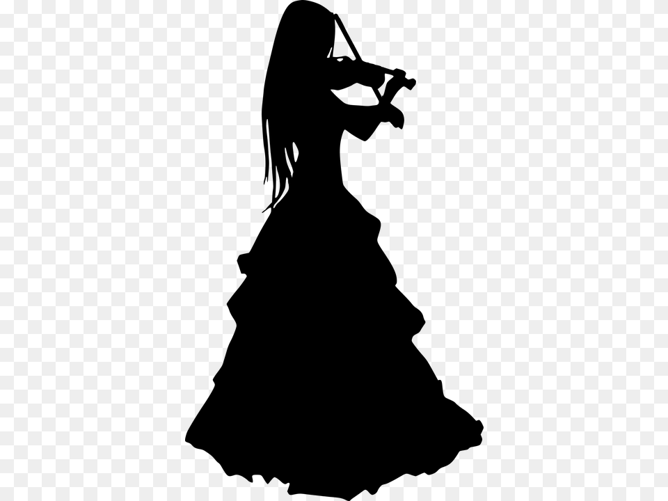 Girl Playing Violin Silhouette, Gray Png Image