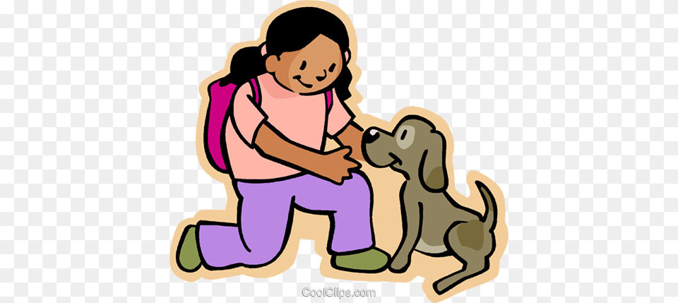 Girl Playing With Dog Royalty Free Vector Clip Art Illustration, Baby, Person, Face, Head Png