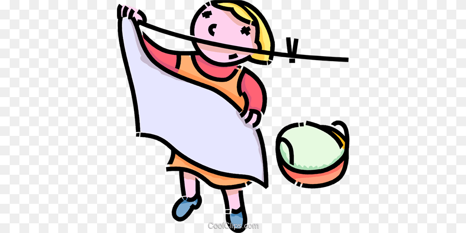 Girl Putting Clothes On The Clothes Line Royalty Vector Clip Png Image
