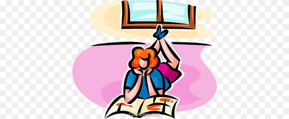 Girl Reading A Magazine Royalty Vector Clip Art Illustration, Cleaning, Person, Baby Free Png