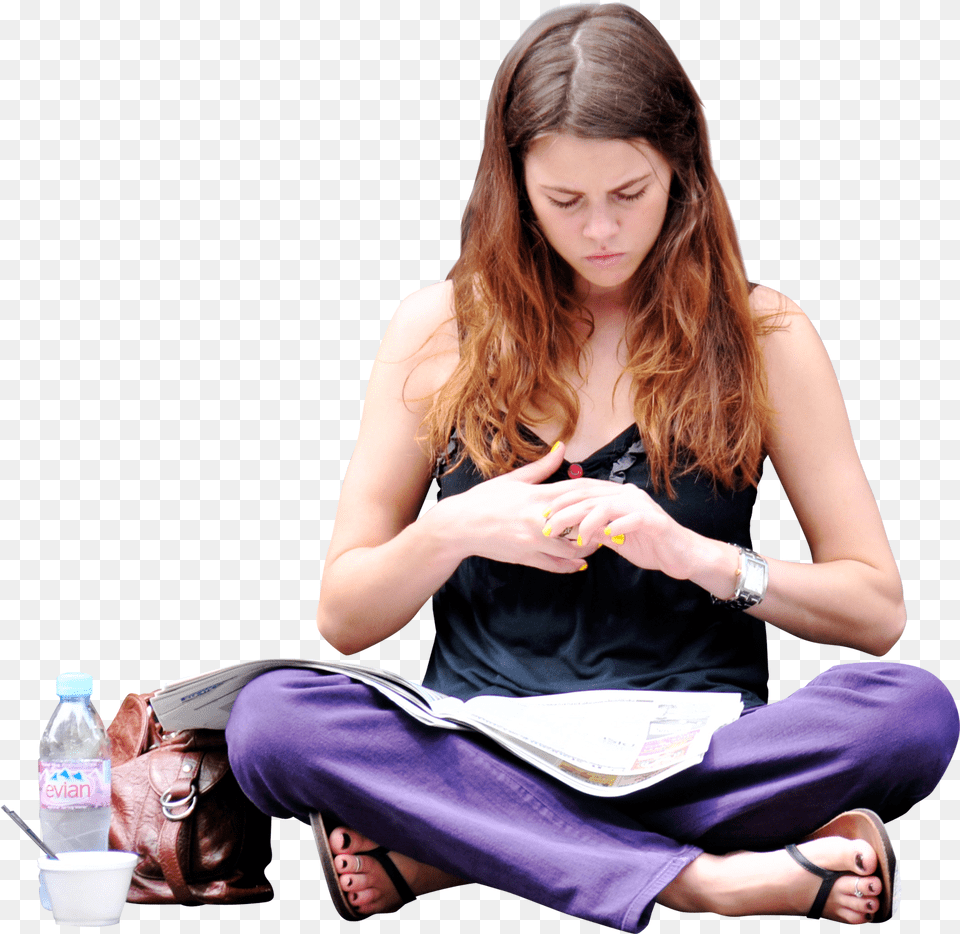Girl Reading U2014 Architextures People Sitting Ground, Hand, Adult, Woman, Body Part Free Png Download