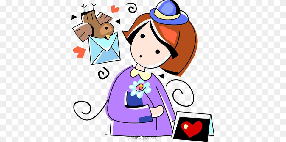 Girl Receiving A Valentines Day Card Royalty Vector Clip Art, Baby, Person, Face, Head Free Transparent Png