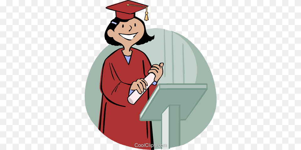 Girl Receiving Diploma Royalty Vector Clip Art Illustration, Graduation, People, Person, Face Free Transparent Png