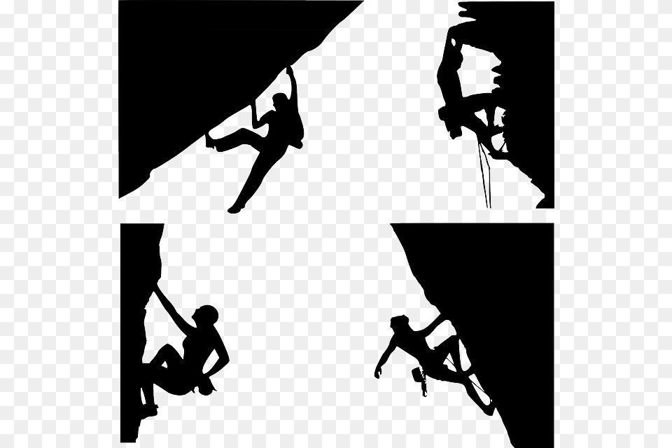 Girl Rock Climbing Outline Rock Climbing Silhouette, Outdoors, Adult, Person, Man Free Png Download
