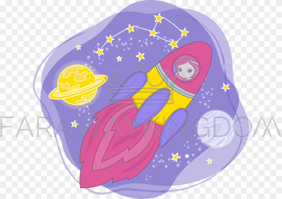 Girl Rocket Cartoon, Art, Graphics, Face, Head Png Image