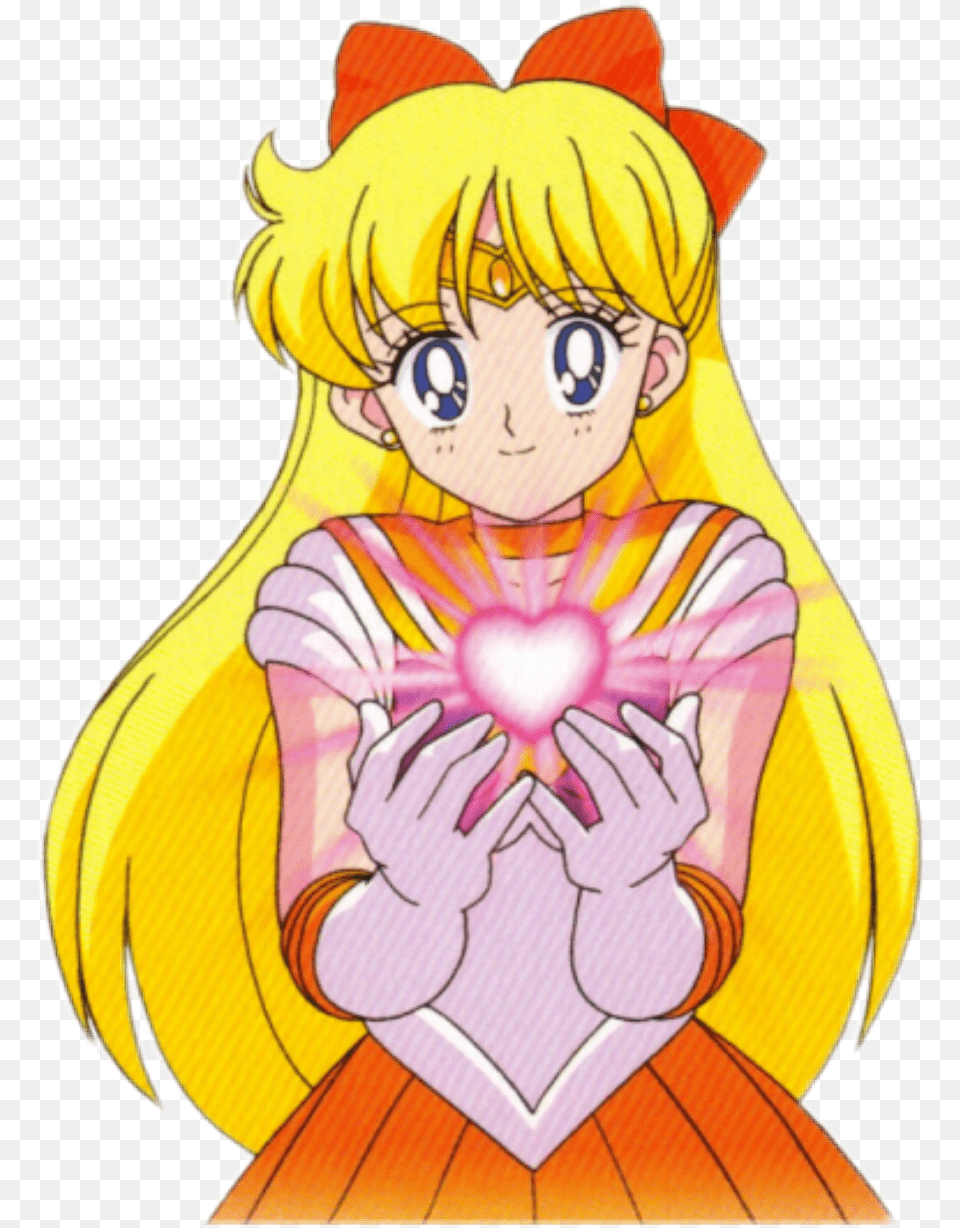 Girl Sailormoon Heart Tumblr Blonde Anime Hair Sailor Moon Venus Chibi, Book, Comics, Publication, Baby Free Png Download
