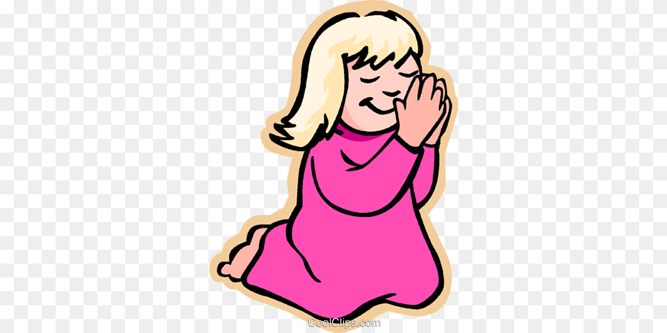 Girl Saying Prayers Royalty Vector Clip Art Illustration, Kneeling, Person, Baby, Face Png Image