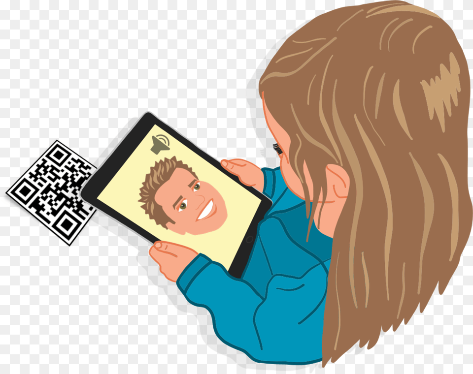 Girl Scanning A Qr Code Ilir Bajri Beyond, Reading, Person, Comics, Book Free Transparent Png