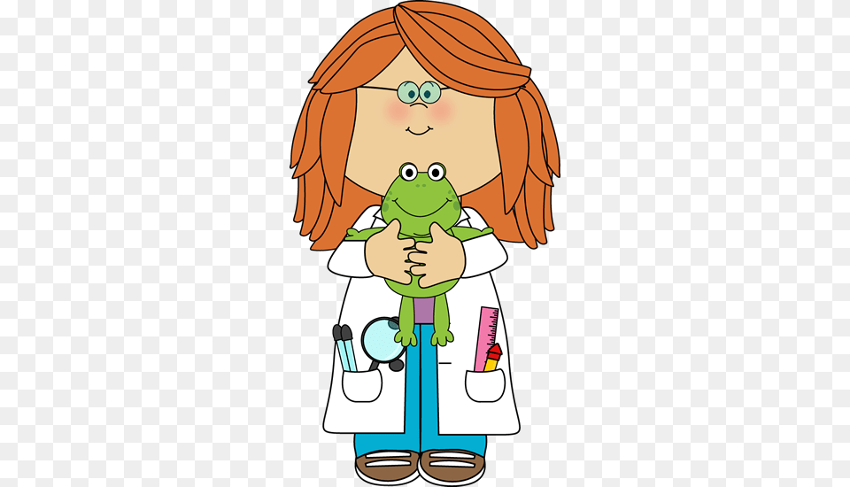 Girl Scientist With Frog, Coat, Clothing, Person, Cleaning Free Png Download