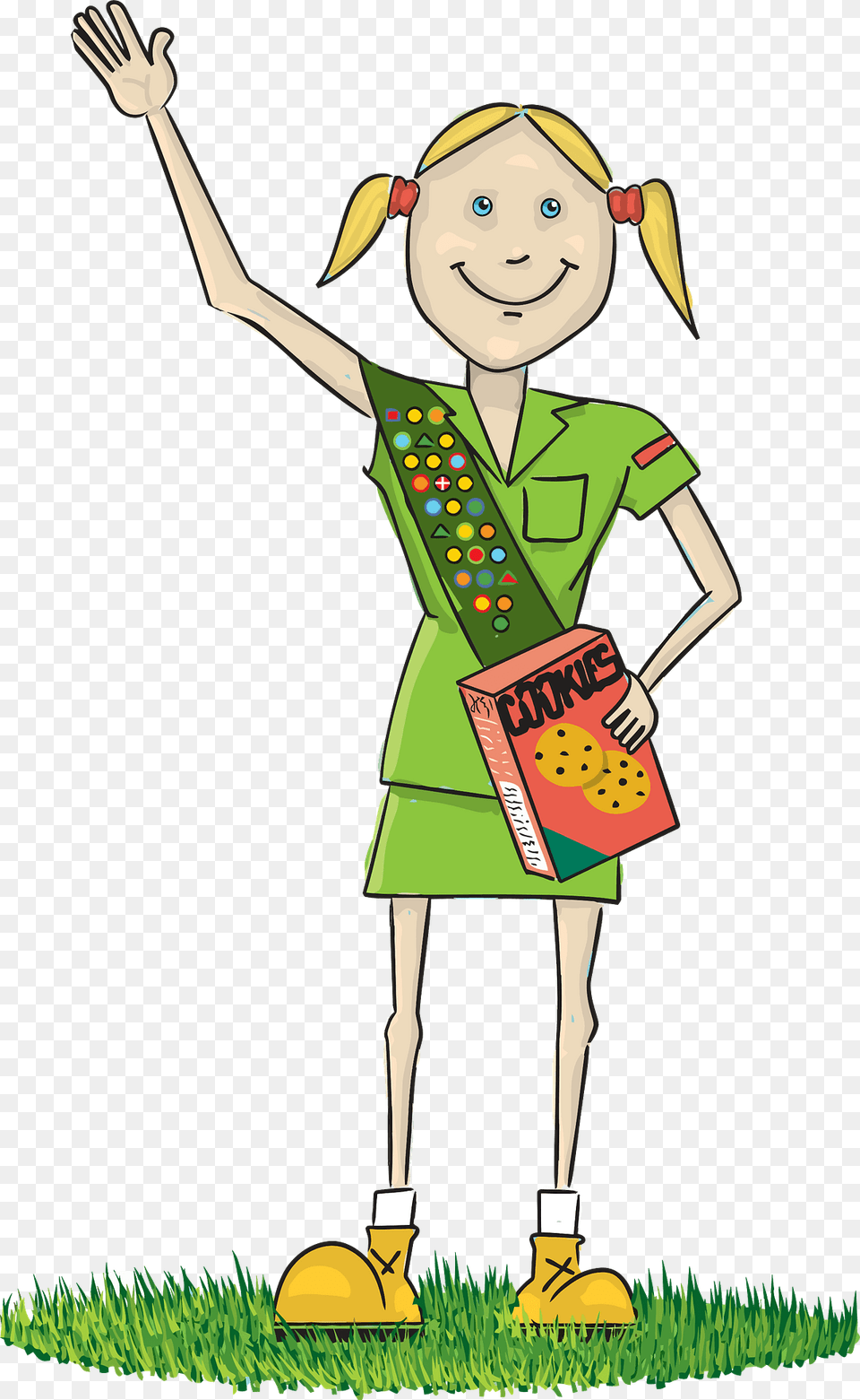 Girl Scout Clipart, Grass, Plant, Person, Cartoon Free Png Download