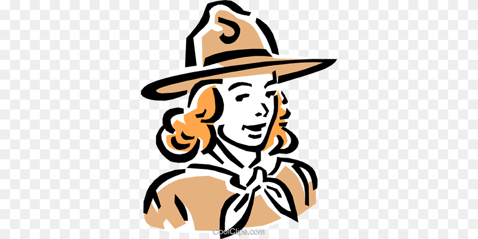 Girl Scout Royalty Vector Clip Art Illustration, Clothing, Hat, Sun Hat, Person Png