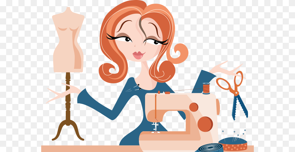 Girl Sewing Cartoon Woman Fashion Designer, Adult, Female, Person, Face Free Png Download