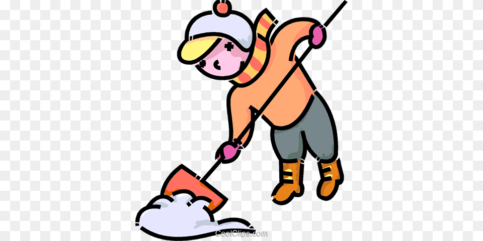 Girl Shoveling Snow Royalty Vector Clip Art Illustration, Cleaning, Person, Baby, Outdoors Png Image