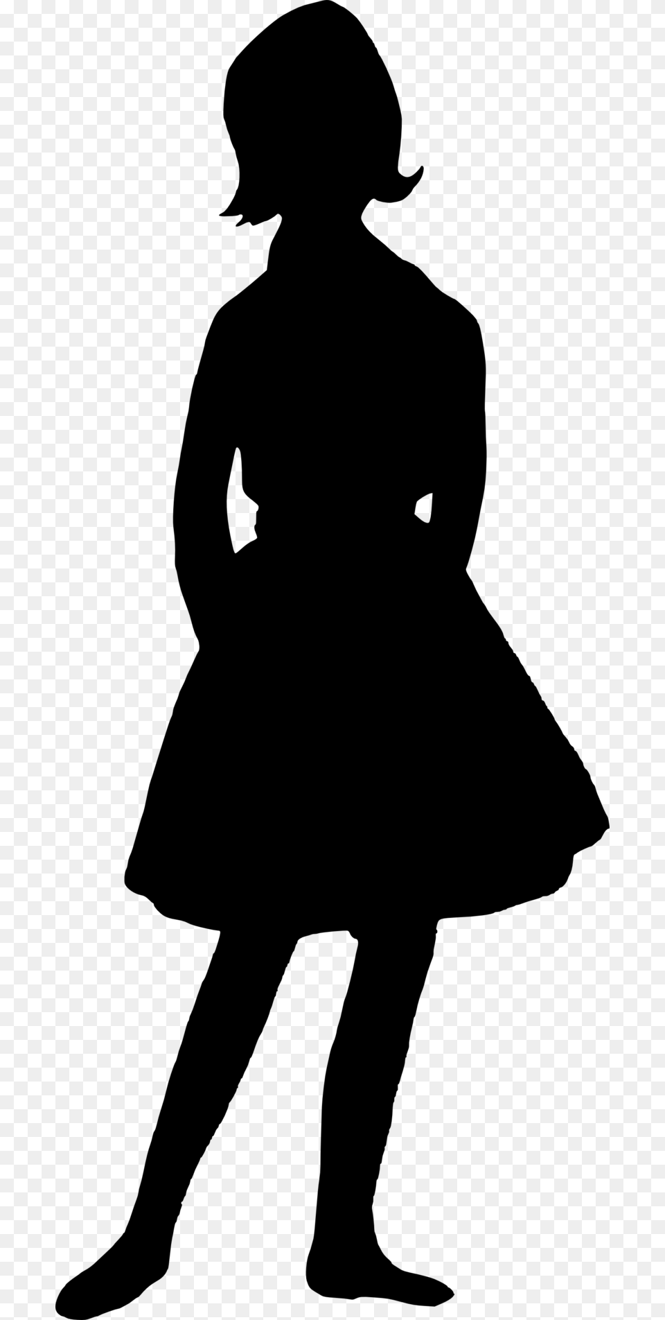 Girl Silhouette Cute Girl Silhouette, Gray Free Transparent Png