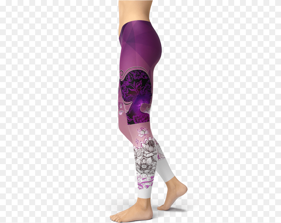 Girl Silhouette Lotus Flower Leggings Ombre Yoga Gym Sportswear, Clothing, Hosiery, Tights, Adult Png