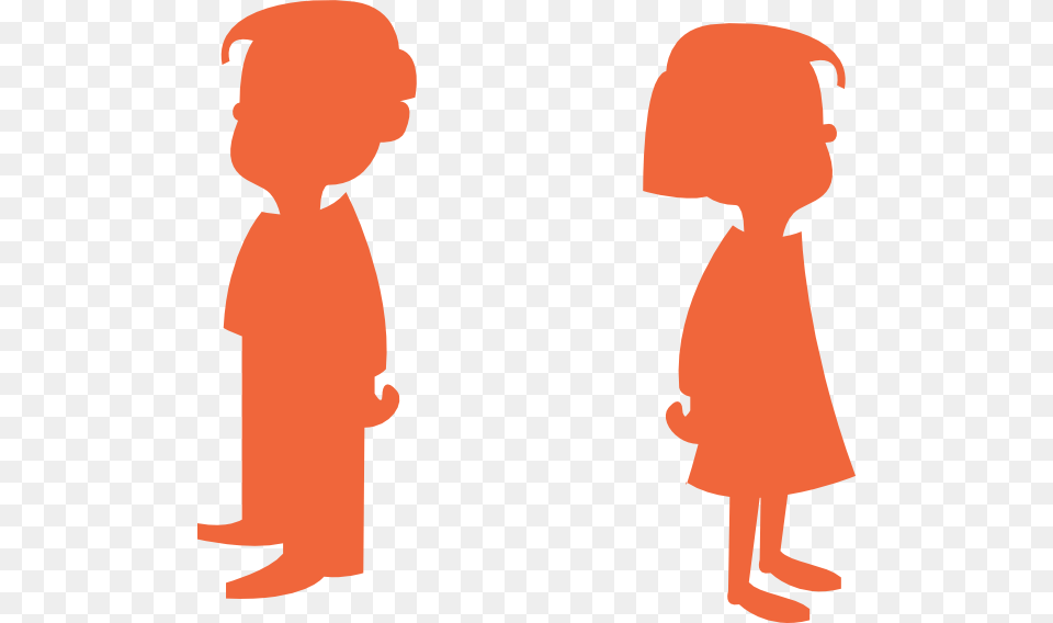Girl Silhouette Orange Svg Clip Arts Boy Girl Silhouette Transparent, Baby, Person, Clothing, Coat Free Png Download