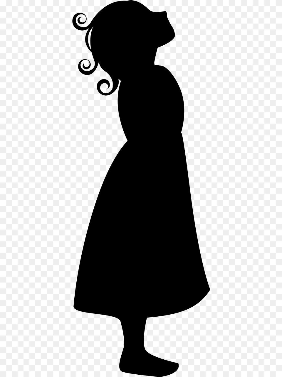Girl Silhouette Remake Little Girl Looking Up Cartoon, Gray Free Transparent Png