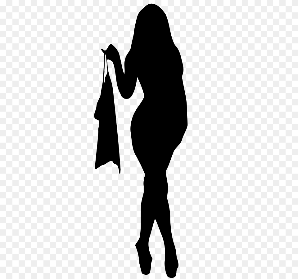 Girl Silhoute Clipart, Gray Png