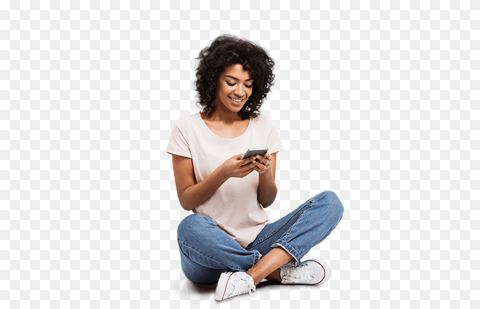 Girl Sitting With Mobile, Adult, Person, Woman, Female Free Transparent Png