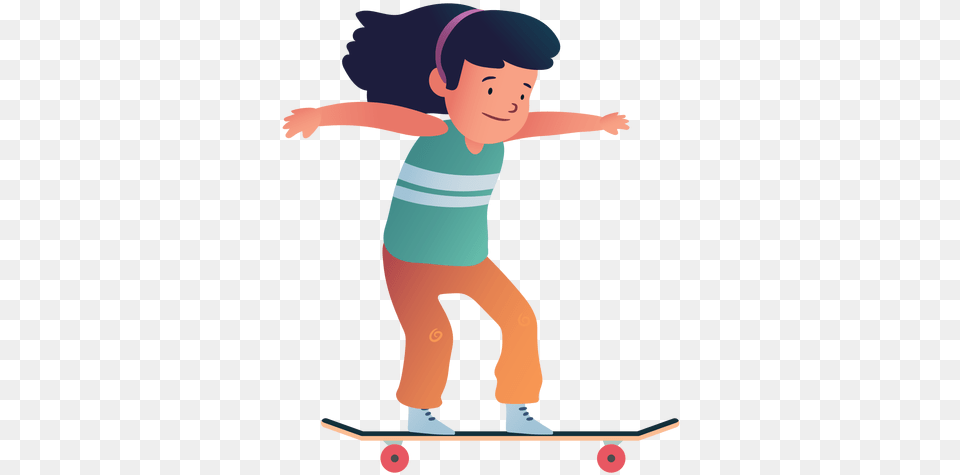Girl Skater Character Skateboard Wheel, Boy, Child, Male, Person Free Png