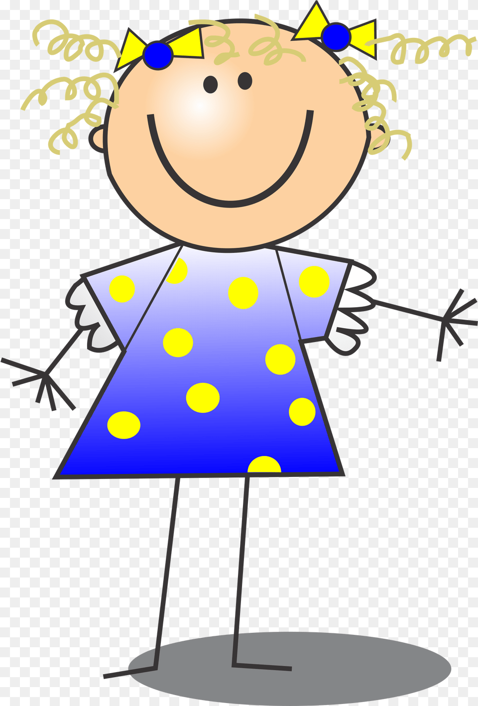 Girl Smiling Curly Hair Stick Figure Girl Clipart, Pattern, Clothing, Coat, Scarecrow Png Image