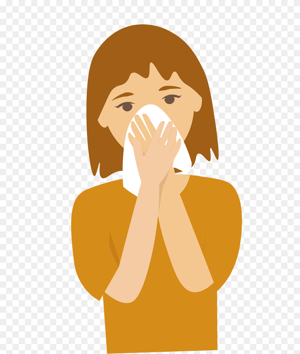 Girl Sneezing With Tissue Clipart, Face, Head, Person Free Transparent Png
