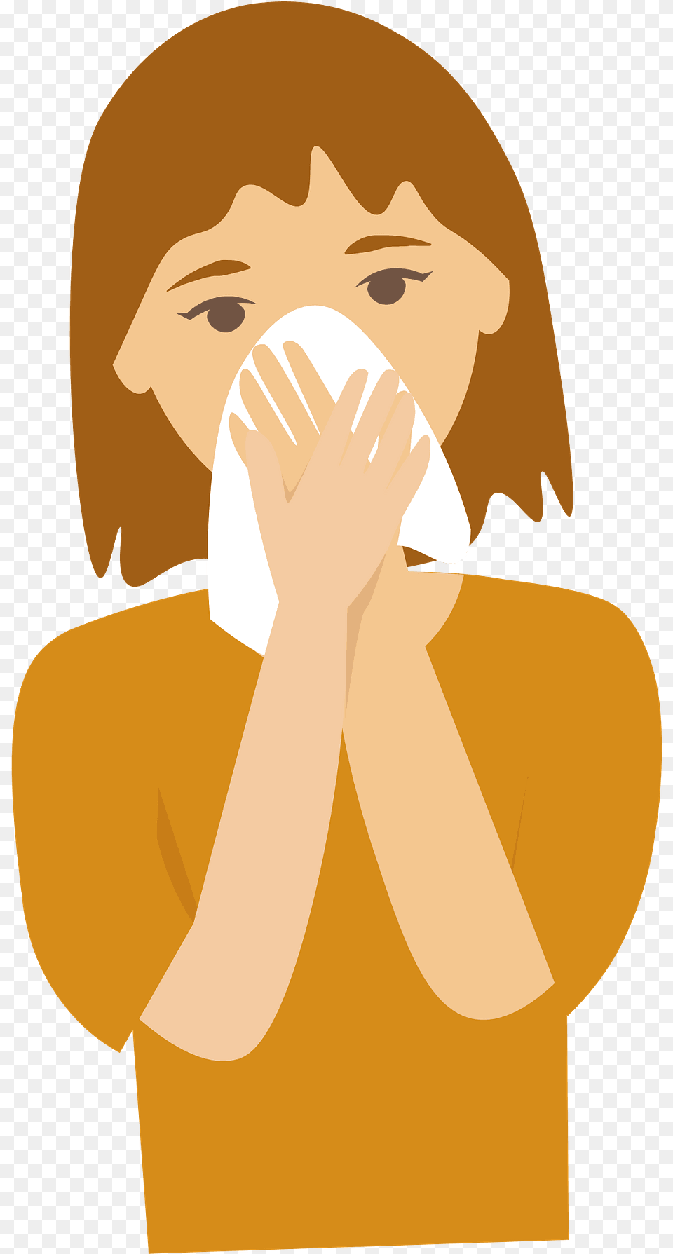 Girl Sneezing With Tissue Clipart Disappointment, Face, Head, Person, Adult Png