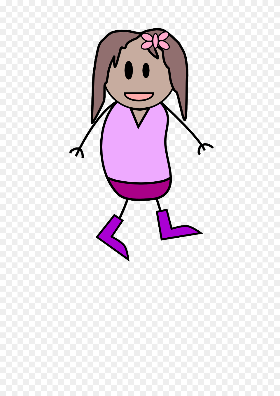 Girl Stick Figure Running, Purple, Cartoon, Baby, Person Png Image