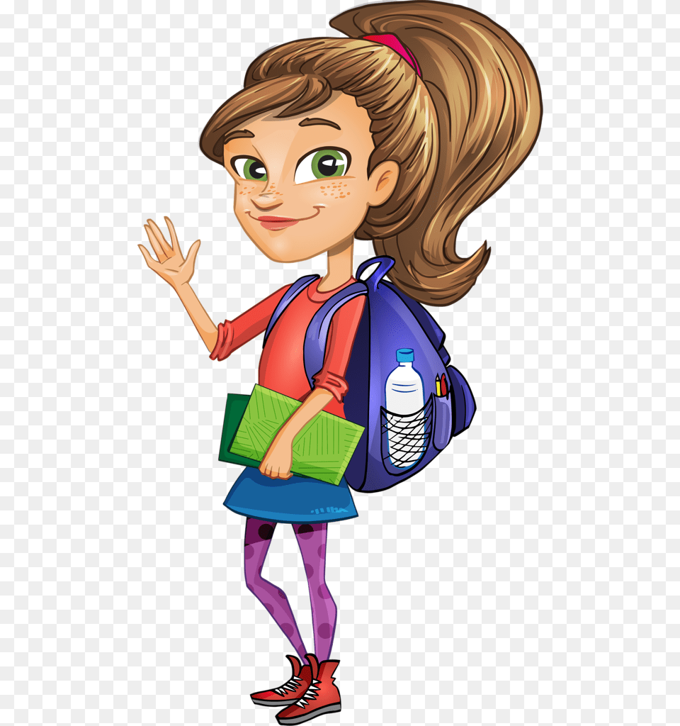 Girl Student Clipart Female Student Clip Art, Book, Comics, Publication, Person Free Png