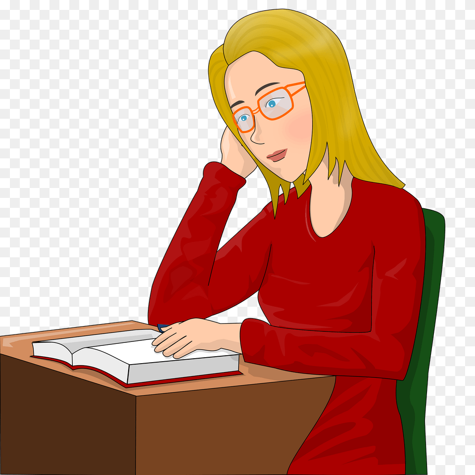 Girl Studying Clipart, Person, Reading, Adult, Female Png