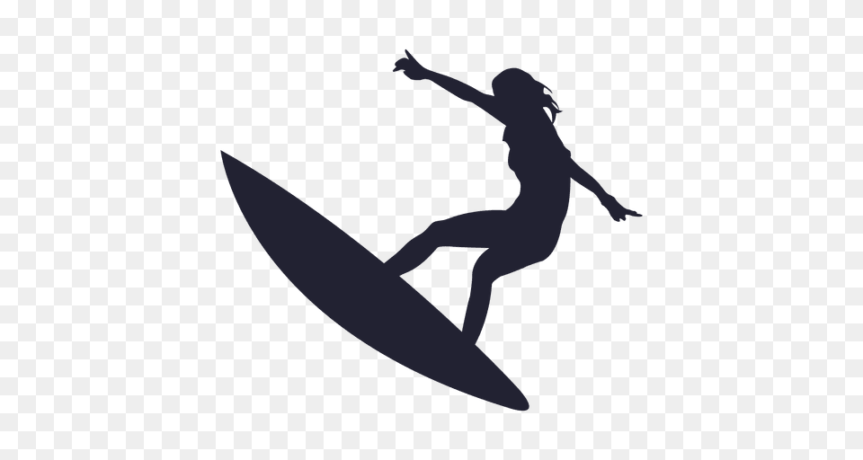 Girl Surfing Jump Silhouette, Outdoors, Nature, Leisure Activities, Sea Free Png
