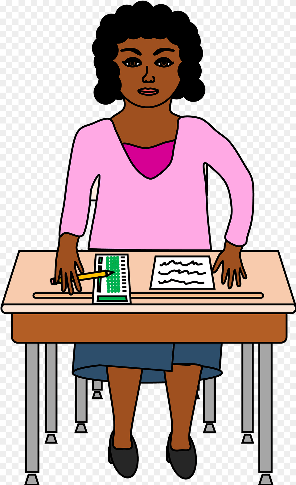Girl Taking A Standardized Test Clipart, Furniture, Table, Desk, Person Free Transparent Png