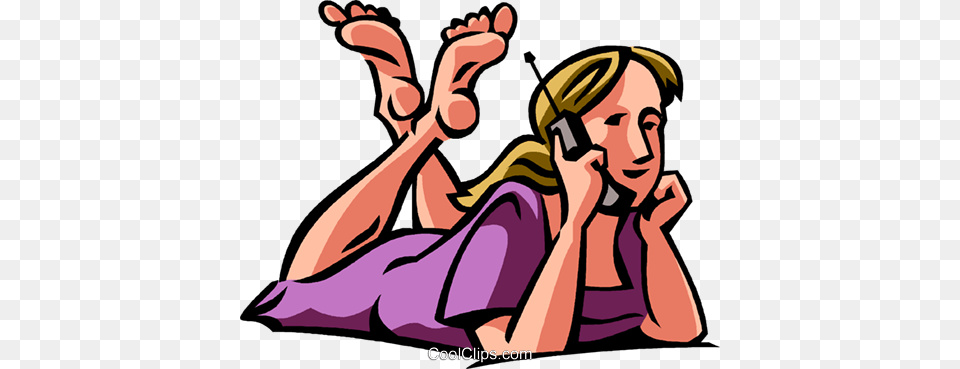 Girl Talking On A Cell Phone Royalty Vector Clip Art, Adult, Female, Person, Woman Png Image