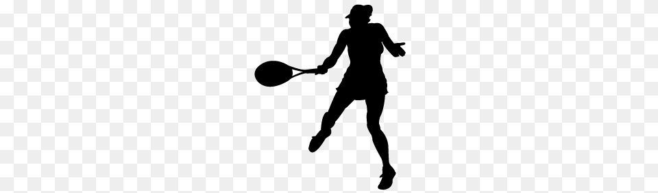 Girl Tennis Silhouette Clipart, Gray Png Image