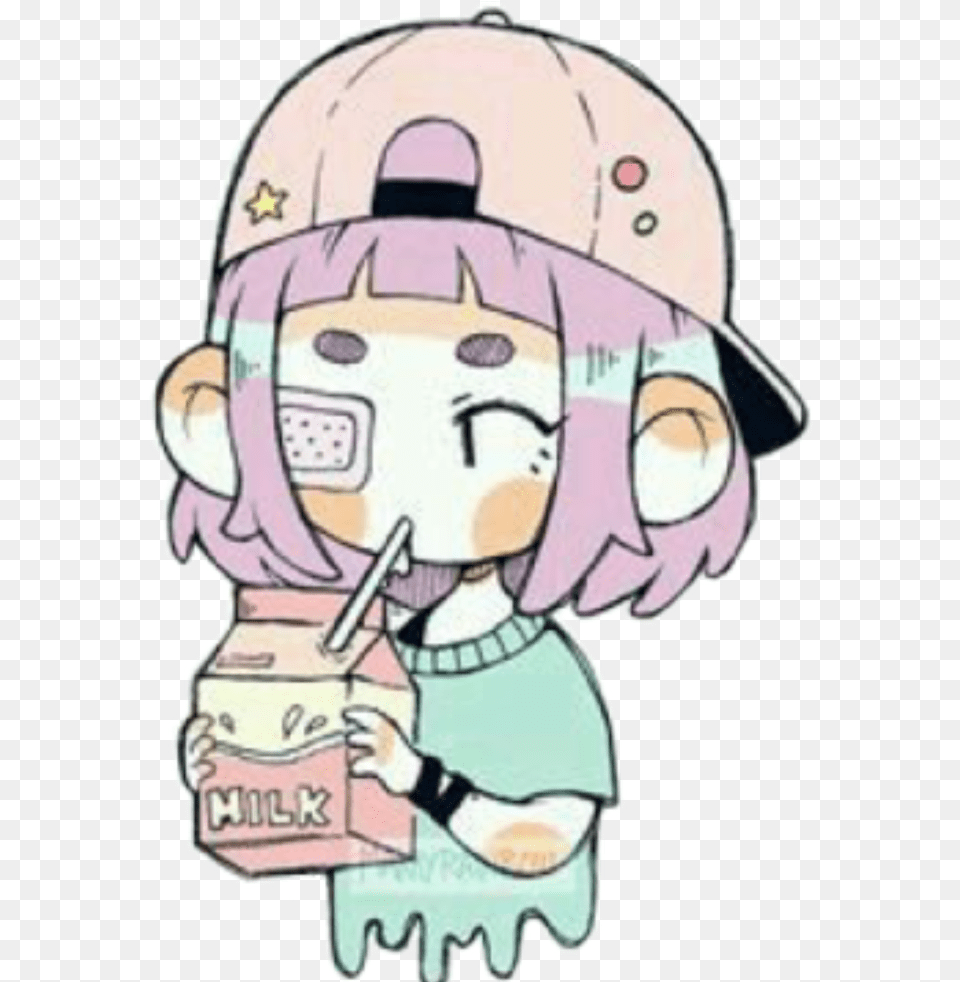 Girl Tumblr Art Interesting Milk Cool Anime Anime Girl Holding Milk, Book, Comics, Publication, Baby Free Transparent Png