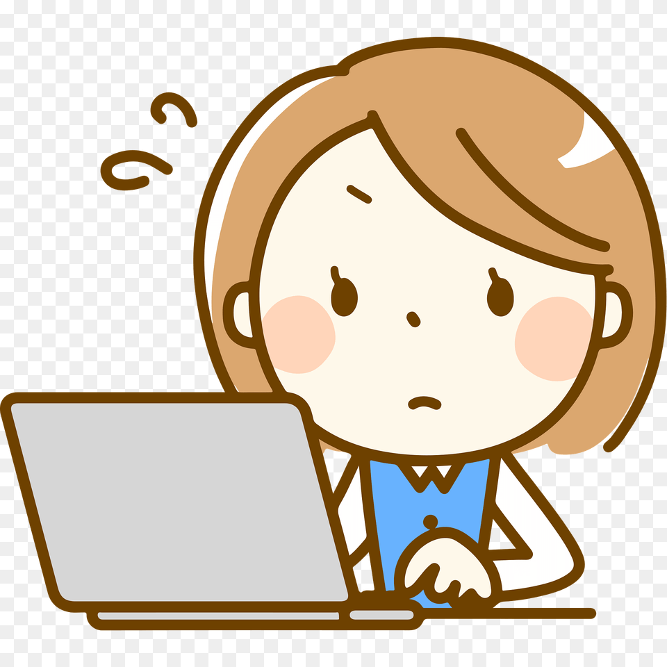 Girl Using Her Laptop Clipart, Computer, Electronics, Pc, Face Png Image