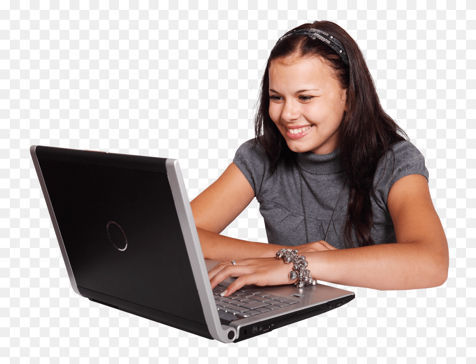 Girl Using Laptop Image, Computer, Electronics, Pc, Person Free Transparent Png