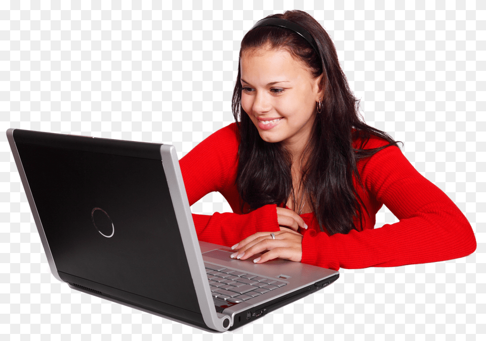 Girl Using Laptop Image, Computer, Pc, Electronics, Person Free Transparent Png
