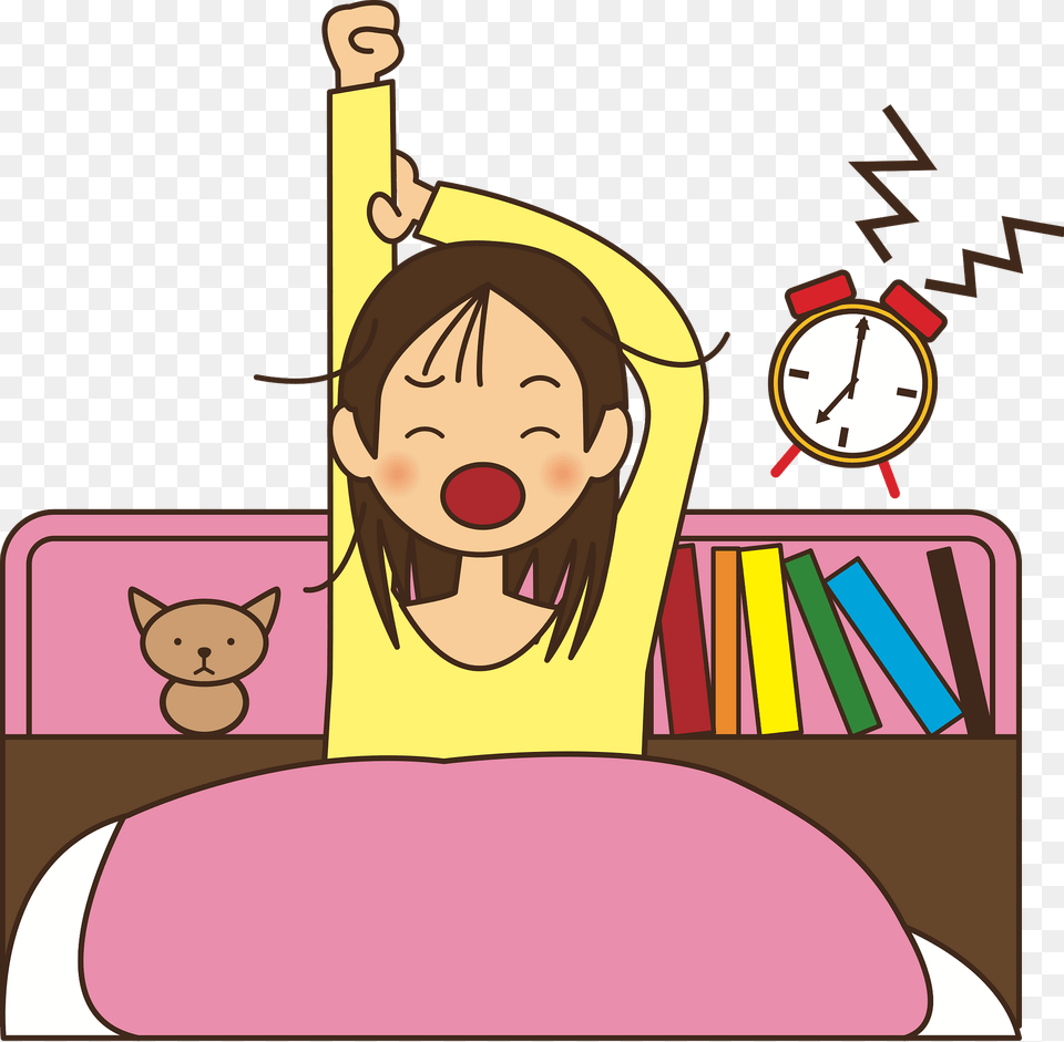 Girl Waking Up Clipart, Book, Comics, Publication, Face Free Png