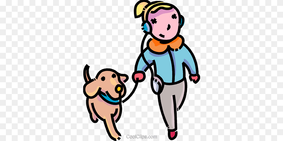 Girl Walking Her Dog Royalty Vector Clip Art Illustration, Baby, Person, Face, Head Free Png