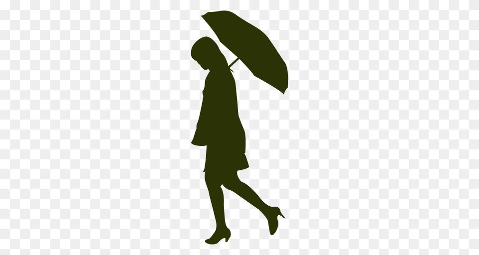 Girl Walking Holding Umbrella, Person, Silhouette, Head, Clothing Free Transparent Png
