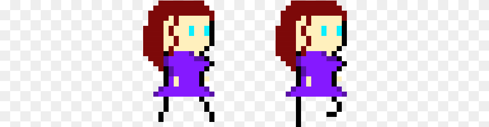 Girl Walking Pixel Art, Purple Png