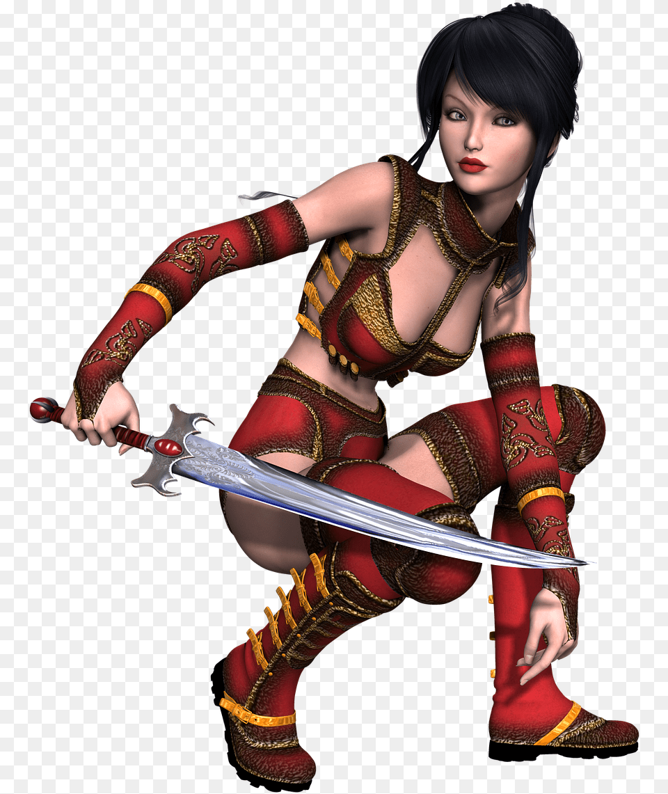 Girl Warrior Fantasy Photo Girl Warrior, Adult, Weapon, Sword, Person Free Transparent Png