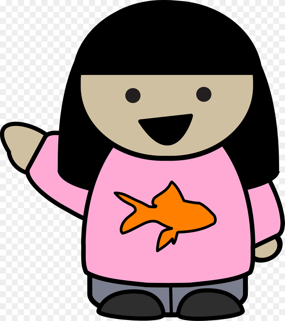 Girl Wearing A Fish Shirt Pointing Clipart, Clothing, Hardhat, Helmet, Animal Png Image