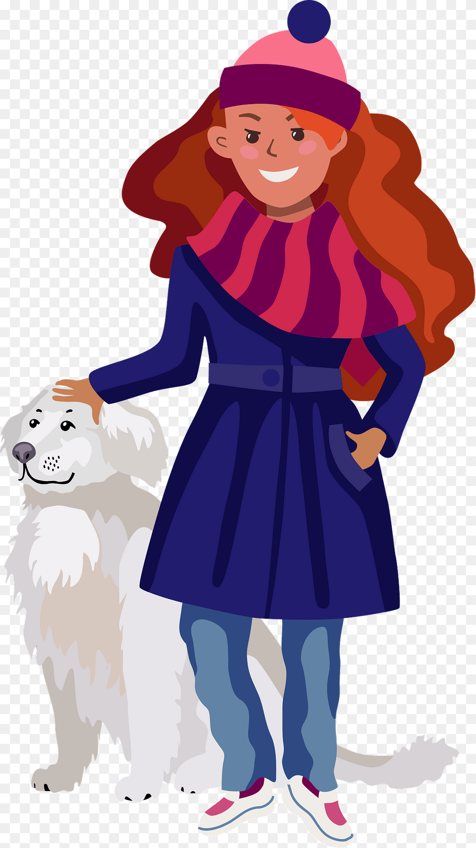 Girl With A Dog Clipart, Clothing, Coat, Person, Head Free Transparent Png