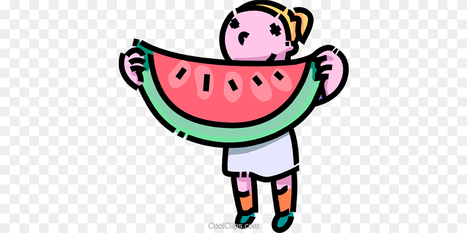 Girl With A Huge Piece Of Watermelon Royalty Vector Clip Art, Food, Fruit, Plant, Produce Free Png Download