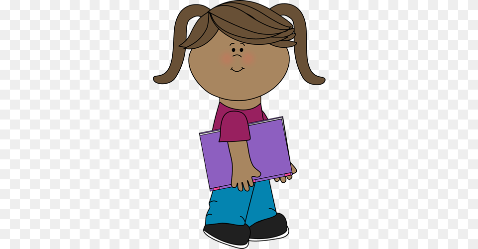Girl With A School Book From Mycutegraphics School Kids Clip Art, Person, Reading, Baby, Face Free Png Download
