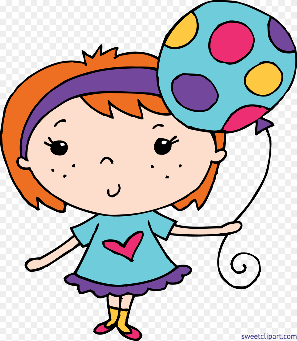 Girl With Balloon Clip Art, Baby, Person, Face, Head Png Image